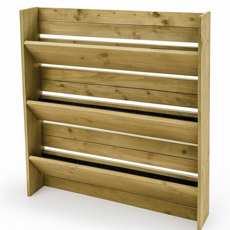 Capaldo – Jardin mural suspendu en bois de pin autoclave 80x17x120 cm – 3 étagères pour plantes aromatiques et petits légumes – Prêt à l'emploi - 80x17x120h (1/2)
