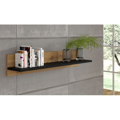 ÉTAGÈRE ÉTAGÈRE SUSPENDUE AURA 150x16x20cm CHÊNE NOIR MAT (1/5)