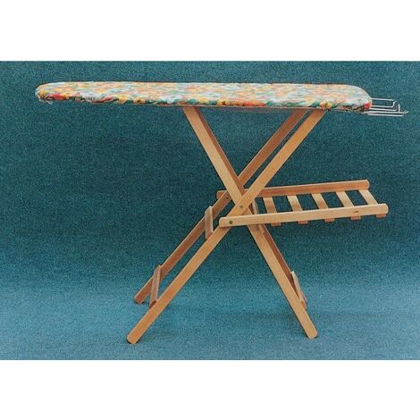 Meuble à Repasser En Bois Avec Portes - Planche Intégrée, étagères, Roulettes - Mélèze Gris, Fabriqué En Italie
