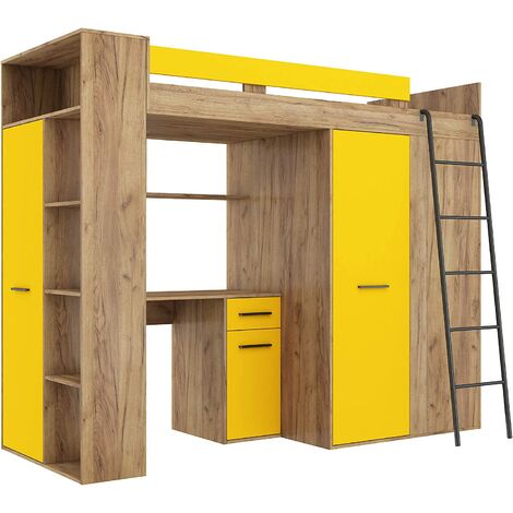Lit superposé mezzanine VERANA droite artisanal or/ jaune (1/6)