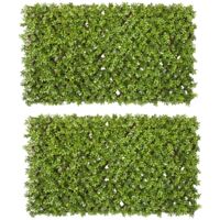 Haie Artificielle 100x200 cm en Buis - 2 Pièces avec Clôture Extensible