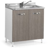 Kit de cuisine de base sous l'évier 80x50x85h 2 portes en finition mélèze gris - Salle de séjour