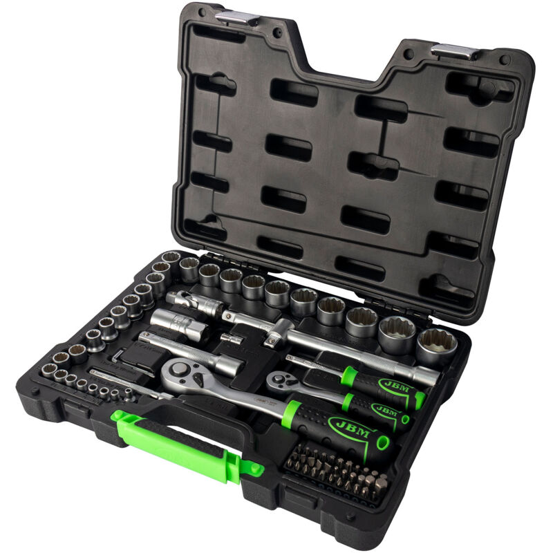 JBM 53074 STECKSCHLÜSSEL-SET, 12-KANT NUSS 74 TEILE