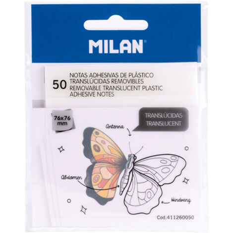 Block 50 ablösbare transluzente Haftnotizen, transparent, 76x76mm Mailand (1/3)