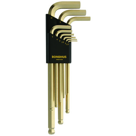 Set mit 9 GoldGuard™ Winkelschlüsseln Kugelspitze in 1,5-10mm metrisch  Bondhus 38099 (1/2)