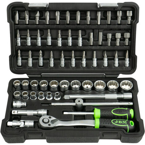 JBM54168 59-teiliger Werkzeugkoffer mit 3/8" verzinkten 12-kanten Steckschlüsseln (1/4)