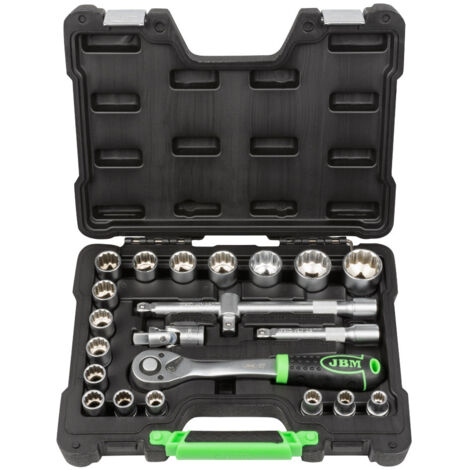 JBM54116 22-teiliger Werkzeugkoffer mit 1/2" 1/2" verzinkten 12-kanten Steckschlüsseln (1/4)