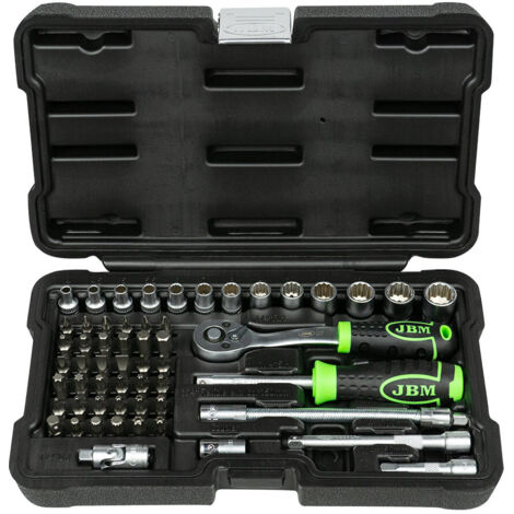 JBM54140 56-teiliger Werkzeugkoffer mit 1/4" verzinkten 12-kanten Steckschlüsseln (1/4)