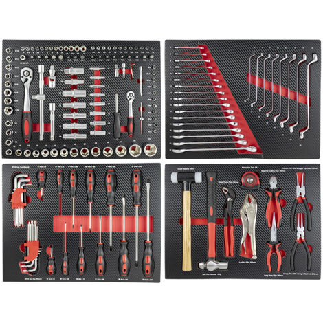 JBM43708R Set mit 4 EVA Carbon Modulen für Werkzeugwagen - rot