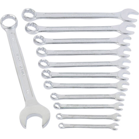 Brüder Mannesmann – Ring-Maulschlüssel-Satz 12-teilig – Chrom-Vanadium Stahl – Verchromte Köpfe – DIN 3113 – Größen 6-22 mm (1/3)