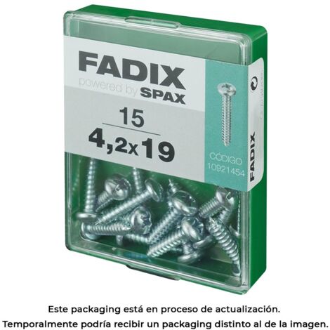 Schachtel mit 15 Stück selbstschneidenden Blechschrauben mit Rundkopf aus Zink 4,2 x 19 mm Fadix (1/3)