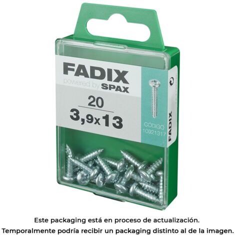 Schachtel mit 20 Stück selbstschneidenden Blechschrauben mit rundem Zinkkopf 3,9 x 13 mm Fadix (1/3)