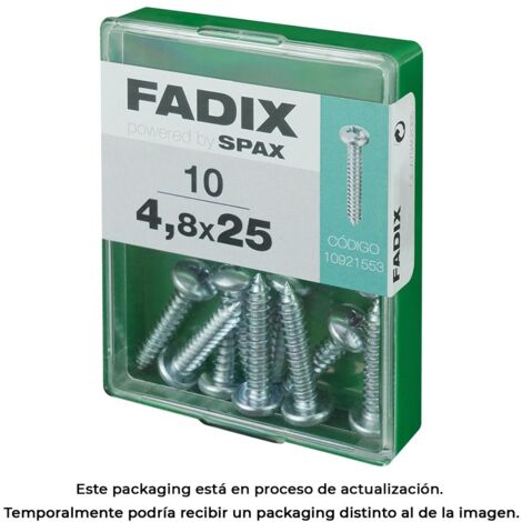 Schachtel mit 10 Stück selbstschneidenden Blechschrauben mit rundem Zinkkopf 4,8 x 25 mm Fadix (1/3)