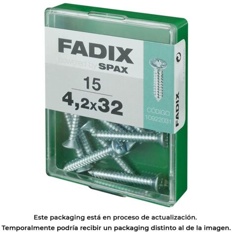 Schachtel mit 15 Stück selbstschneidenden Blechschrauben mit flachem Zinkkopf 4,2 x 32 mm Fadix (1/3)