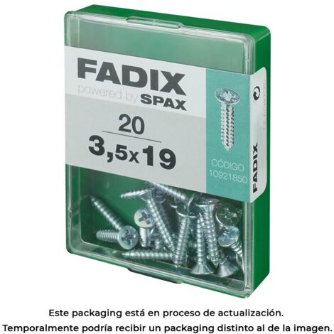 Schachtel mit 20 Stück selbstschneidenden Blechschrauben mit flachem Zinkkopf 3,5 x 19 mm Fadix (1/3)