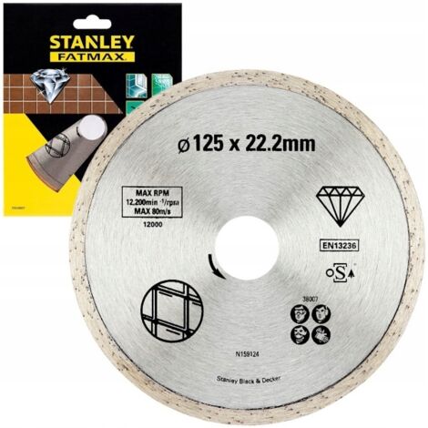 Durchgehende Diamanttrennscheibe 125 mm - Feine Schnitte in Fliesen. STANLEY STA38007-XJ (1/5)