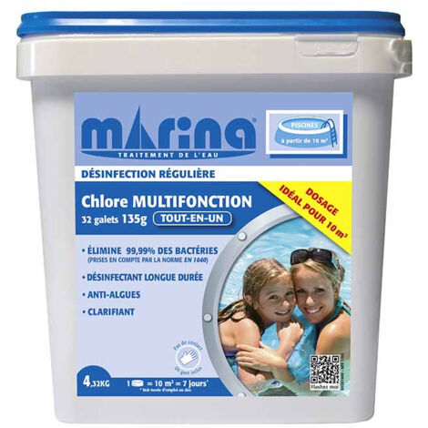 Marina Désinfection Régulière - Galets de Chlore Multifonction 4,32kg