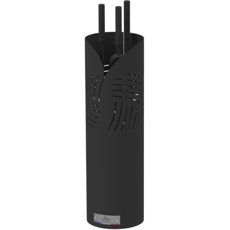 Le Marquier – Serviteur de cheminée en acier peint noir – Dimensions L15 P15 H65 cm – Ensemble avec pelle, balai, pince pour nettoyage efficace