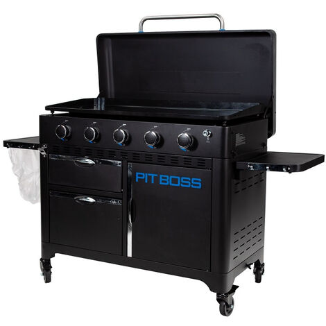 Plancha à gaz 5 brûleurs en acier inoxydable – Surface de cuisson 4 174 cm² – Puissance 13,5 kW – Plaque en céramique anti-adhésive – Pitboss
