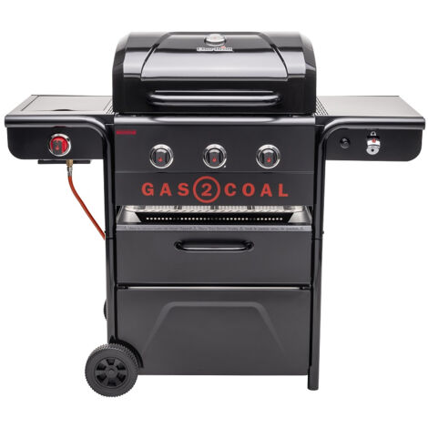 Char-Broil – Barbecue à gaz hybride 3 brûleurs – Cuisson au gaz et charbon – Allumage facile – Brûleur Sear Zone 900°C – Grilles en fonte et plancha - Gas2Coal (1/5)
