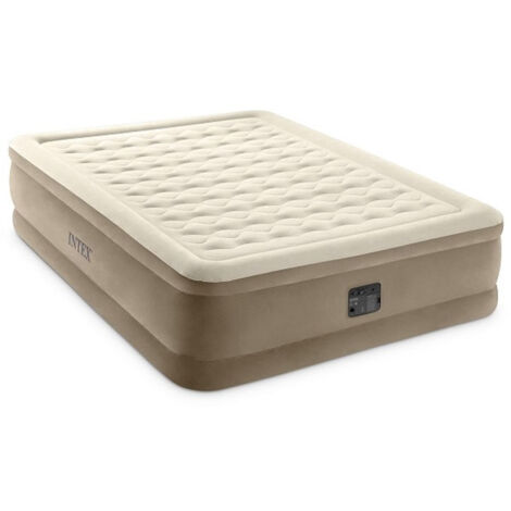 Intex – Matelas gonflable 203 x 152 x 46 cm – 2 places – Technologie Fiber-Tech – Gonfleur électrique intégré pour confort optimal