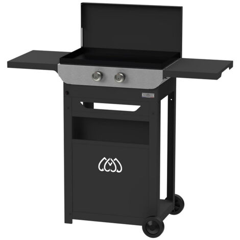 Le Marquier – Plancha électrique 3500W – Plaque en fonte émaillée 60x40 cm – 2 thermostats réglables – Couvercle et porte-épices inclus