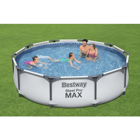 DESTOCKAGE - Piscine tubulaire ronde Bestway Steel Pro Max 3,05 x 0,76 - Gris Clair