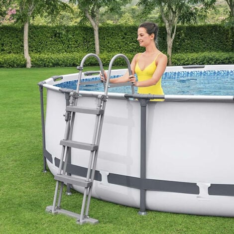 DESTOCKAGE - Piscine tubulaire ronde Bestway Steel Pro Max 3,05 x 0,76 - Gris Clair