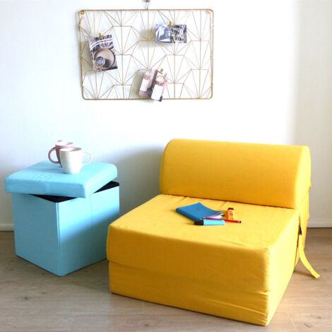 Chauffeuse convertible 1 place en coton – Assise profonde – Dimensions 58x75xH48 cm – Couchage 180 cm – Pour intérieur
