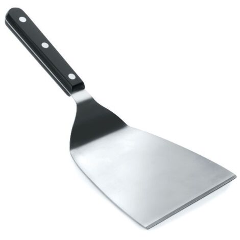 Spatule coudée inox 27 cm – Lame 12 x 11.5 cm – Épaisseur 1.5 mm – Manche ergonomique pour cuisson plancha – Lacor