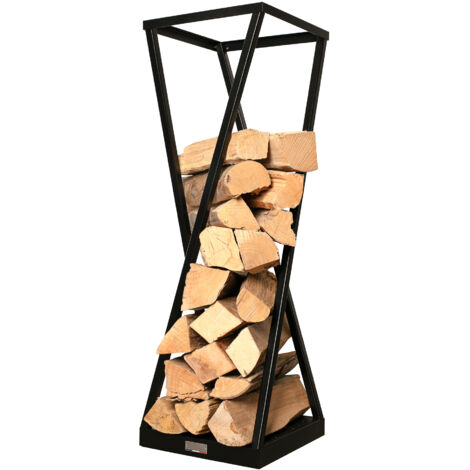 Range-bûches Le Marquier Sablier Noir H 118 cm pour bûches de 40 cm (1/5)