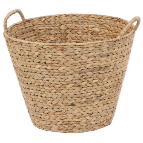 Le Marquier – Panier à bois en jacinthe d'eau tressée – Dimensions 44x44x34 cm – Capacité 30 kg – Pour rangement bûches et granulés