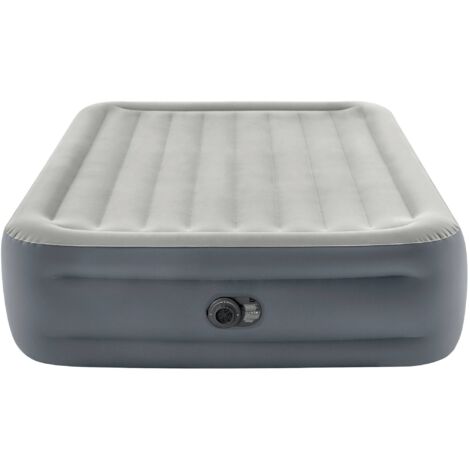 Intex – Matelas gonflable queen 203 x 152 x 46 cm – Capacité 272 kg – Couleur gris – Pour usage intérieur et extérieur