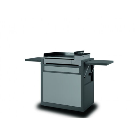 Forge Adour – Chariot de rangement en acier noir et gris clair 60cm – Tiroir push to open – Roues pivotantes – Tablettes rabattables avec vérins hydrauliques