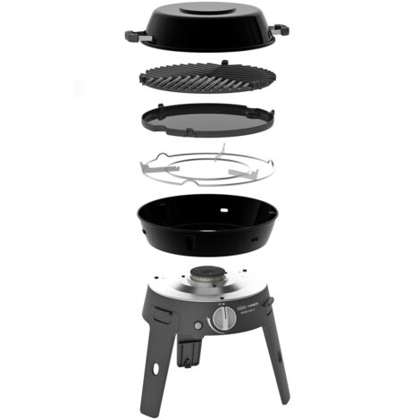 Barbecue portable à gaz Safari Chef 30 – Surface de cuisson 28 cm – 4 fonctions de cuisson – Pliable et léger 4,5 kg – Cadac