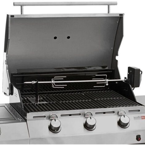 Tournebroche électrique Pour Barbecue - Moteur 4W, Rotation 360°, Fourchettes Inox, Capacité 5-8 Kg - Pour Gaz, Charbon, électrique