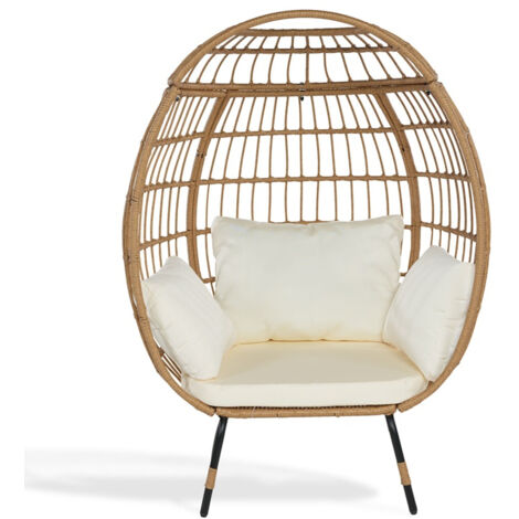 Fauteuil Œuf à poser Ravigarden Nino - Rotin / Blanc