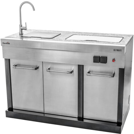 Module cuisine extérieure avec évier et glacière – Acier inoxydable – Comptoir en granit – Prise électrique intégrée – Char-Broil