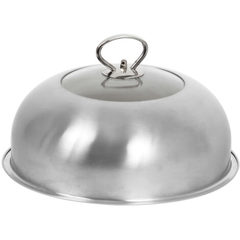 Le Marquier – Cloche de cuisson plancha vitrée inox Ø27cm – Poignée pratique – Cuisson à l'étouffée – Maintien au chaud