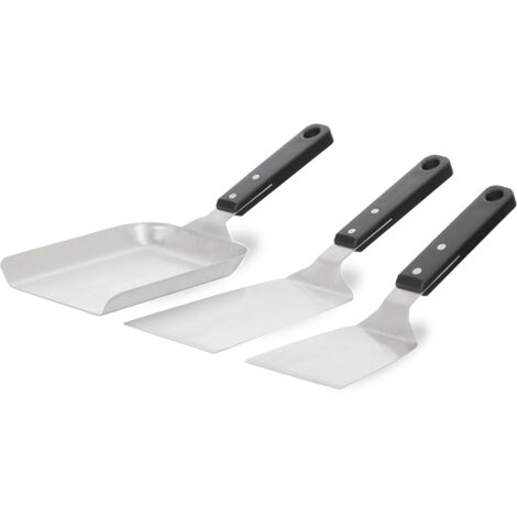 Le Marquier – Kit de 3 spatules en inox pour barbecue – Spatule large, spatule longue, spatule à rebords – Dimensions adaptées pour plancha