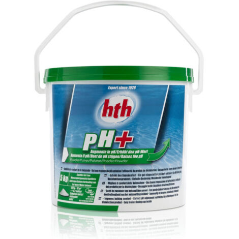 HTH – Correcteur de pH pour piscine – Poudre pH Plus 5 kg – Granulé à dissolution rapide – Compatible tous systèmes de filtration