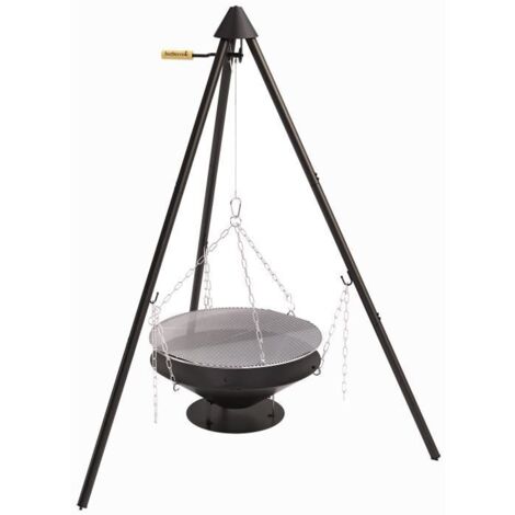 Brasero sur trépied Junko – Barbecue portable 166 cm – Surface cuisson ø 60 cm – Pour grillades au feu de bois – Barbecook