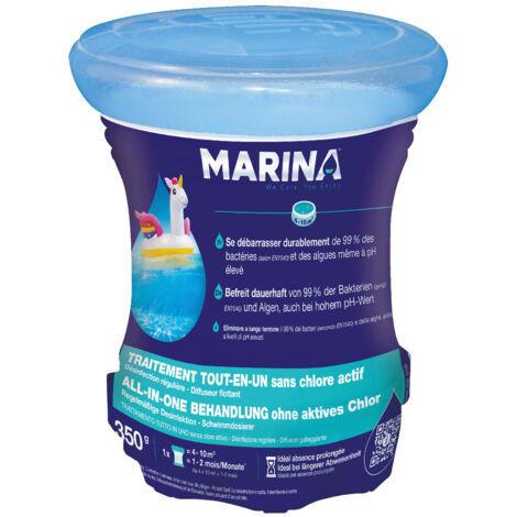 Désinfectant longue durée sans chlore en diffuseur flottant – Lutte contre les algues – Pour piscines 4 à 10 m – Marina