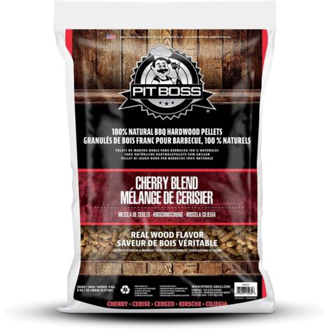 Pellets alimentaires cerisier 9 kg – Saveur unique pour viande et poisson – Utilisation dans fumoirs et grills à pellets – Pitboss