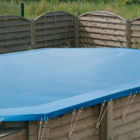 Ubbink – Bâche hivernage piscine octogonale 335 x 485 cm – Épaisseur 550 g/m² – Norme NF P 90-308 – Crochets inox et sandows inclus (1/3)