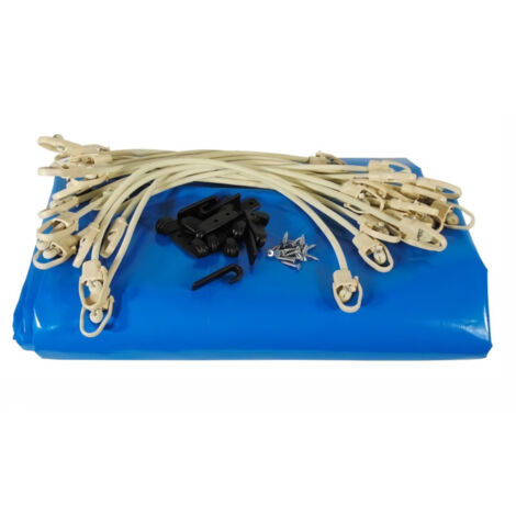 Bâche d'hiver et de sécurité pour piscine bois - UBBINK - Rectangulaire 350x650 - Bleue - Epaisseur 550gr (1/10)