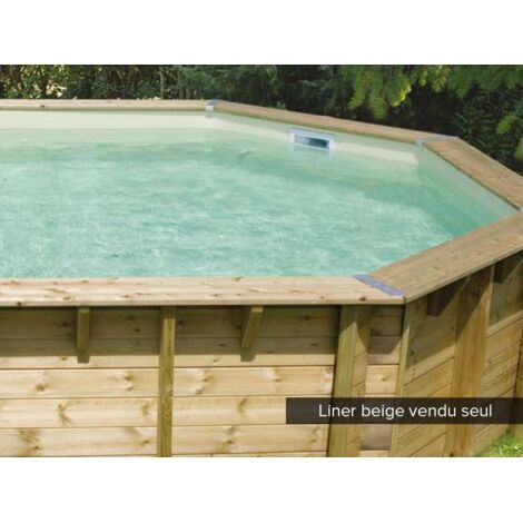 Liner piscine hors-sol en PVC souple Ø430 x H120 cm – Épaisseur 75/100ème – Couleur beige – Compatible bois Ubbink