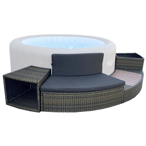 Bestway – Ensemble mobilier 4 modules pour spa gonflable rond 180 cm – Structure aluminium et osier PP/PE – Espace de rangement vertical et horizontal (1/5)