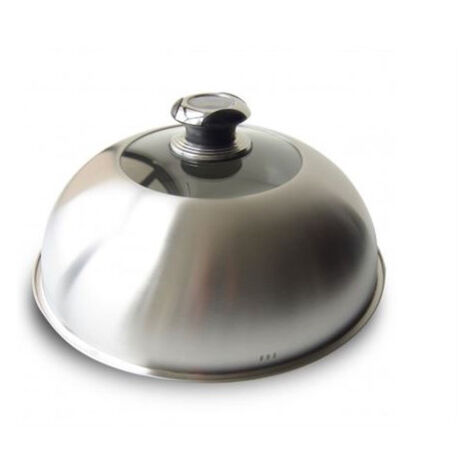Le Marquier – Cloche inox avec thermomètre intégré – Partie vitrée pour contrôle cuisson – Diamètre 33cm, hauteur 15cm – Accessoire de cuisson professionnel