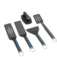 Kit d'ustensiles en nylon pour plancha – 5 pièces résistantes jusqu'à 260°C – Spatules perforées et grattoir professionnel – Nettoyage facile – Pitboss